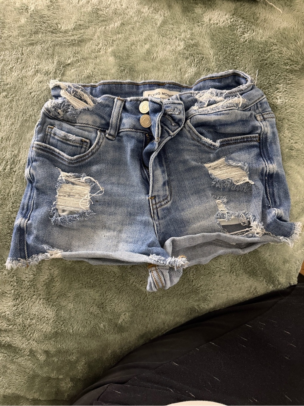 Flying Monkey Light Blue Distressed Denim Shorts